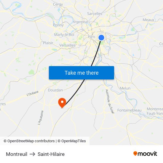 Montreuil to Saint-Hilaire map