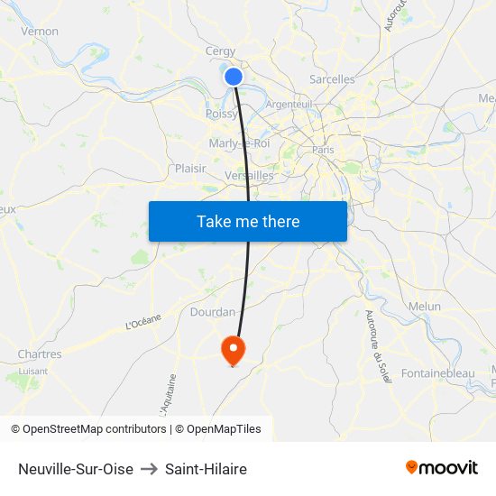 Neuville-Sur-Oise to Saint-Hilaire map