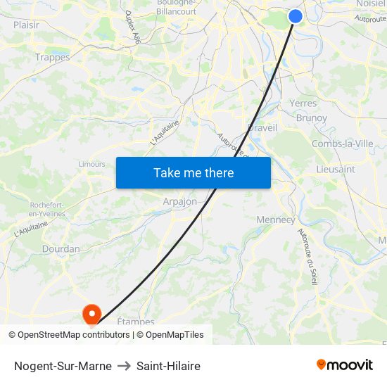 Nogent-Sur-Marne to Saint-Hilaire map