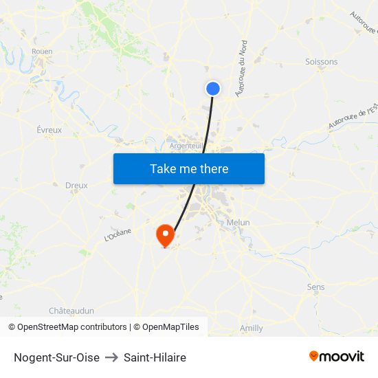 Nogent-Sur-Oise to Saint-Hilaire map