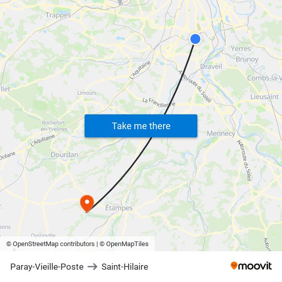 Paray-Vieille-Poste to Saint-Hilaire map