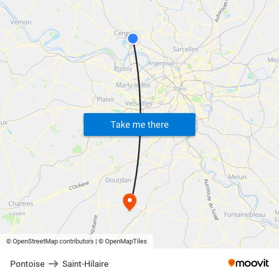 Pontoise to Saint-Hilaire map