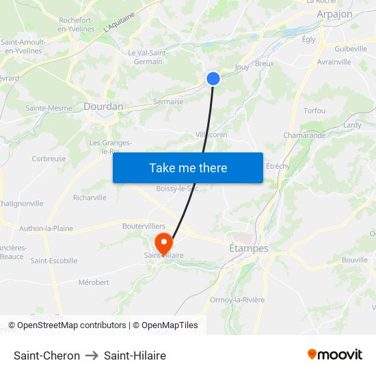 Saint-Cheron to Saint-Hilaire map