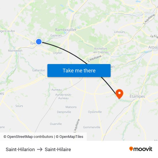 Saint-Hilarion to Saint-Hilaire map