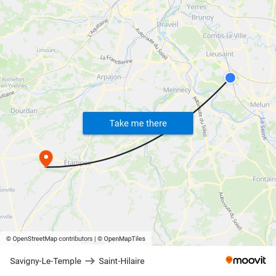 Savigny-Le-Temple to Saint-Hilaire map