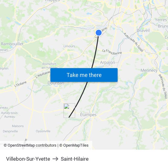 Villebon-Sur-Yvette to Saint-Hilaire map