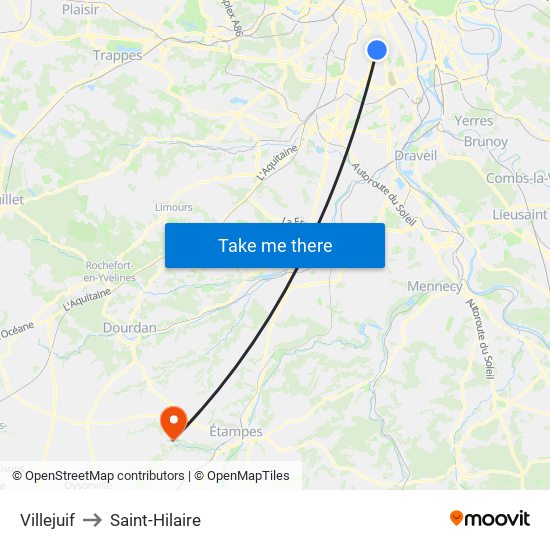 Villejuif to Saint-Hilaire map