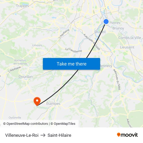 Villeneuve-Le-Roi to Saint-Hilaire map