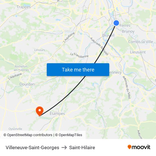 Villeneuve-Saint-Georges to Saint-Hilaire map