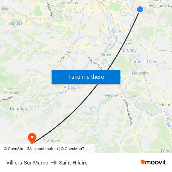 Villiers-Sur-Marne to Saint-Hilaire map