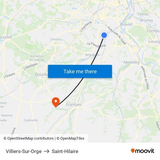 Villiers-Sur-Orge to Saint-Hilaire map