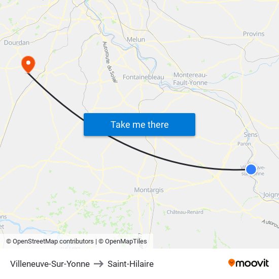 Villeneuve-Sur-Yonne to Saint-Hilaire map
