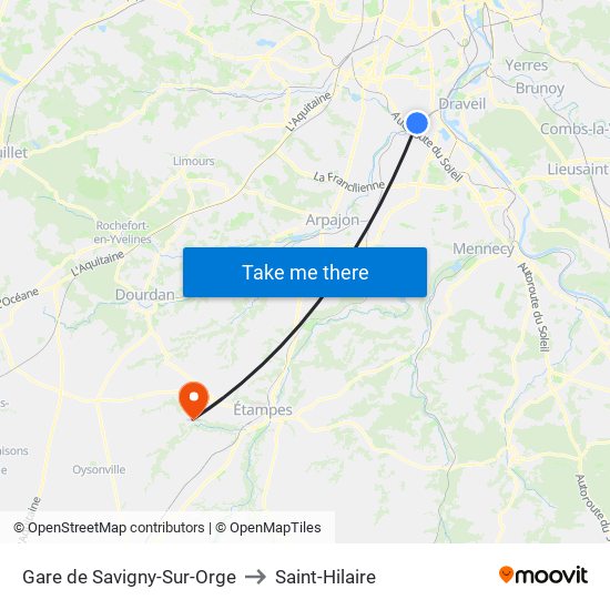 Gare de Savigny-Sur-Orge to Saint-Hilaire map