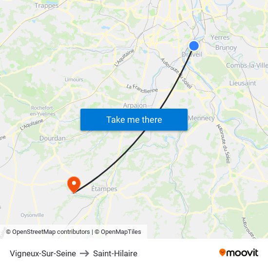 Vigneux-Sur-Seine to Saint-Hilaire map