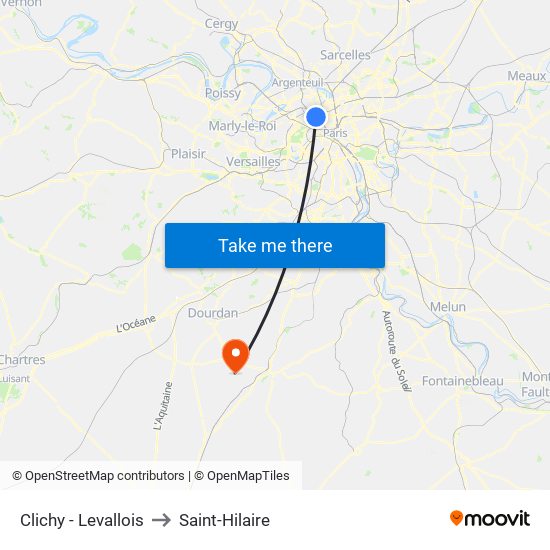 Clichy - Levallois to Saint-Hilaire map