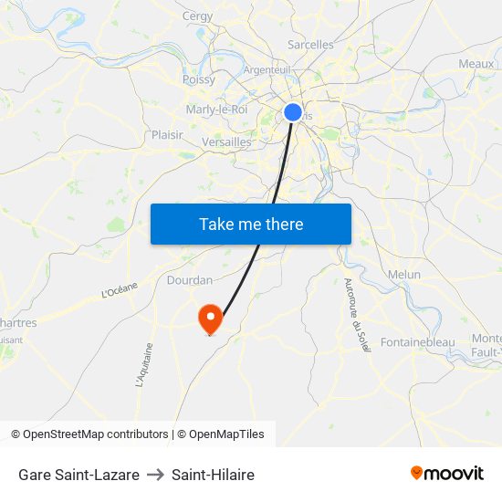 Gare Saint-Lazare to Saint-Hilaire map