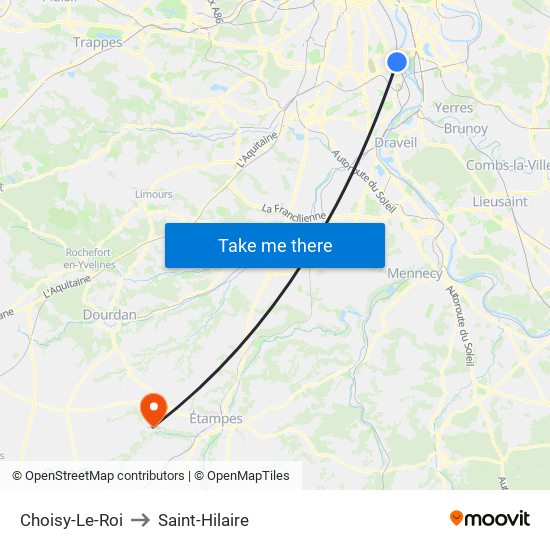 Choisy-Le-Roi to Saint-Hilaire map
