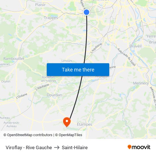 Viroflay - Rive Gauche to Saint-Hilaire map
