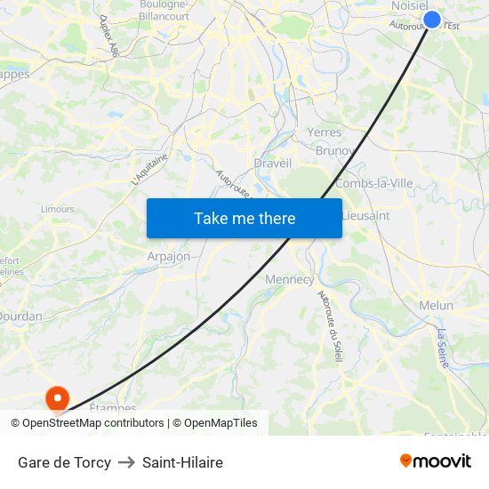 Gare de Torcy to Saint-Hilaire map