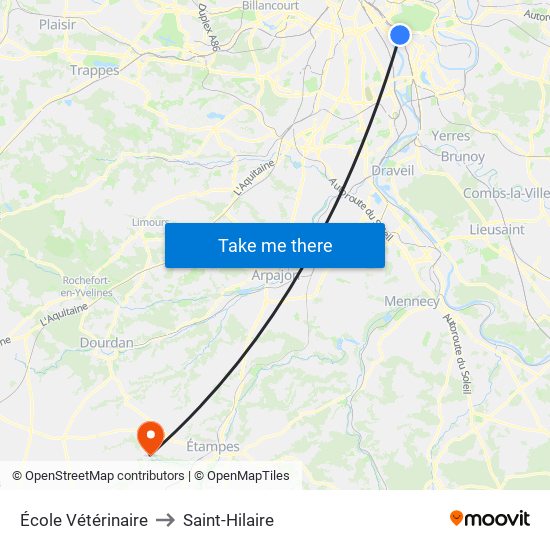École Vétérinaire to Saint-Hilaire map