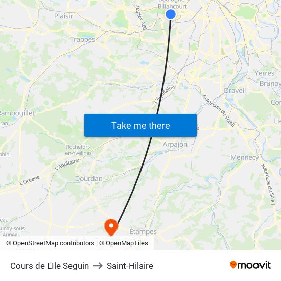 Cours de L'Ile Seguin to Saint-Hilaire map