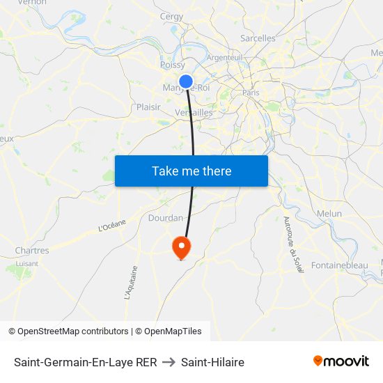 Saint-Germain-En-Laye RER to Saint-Hilaire map