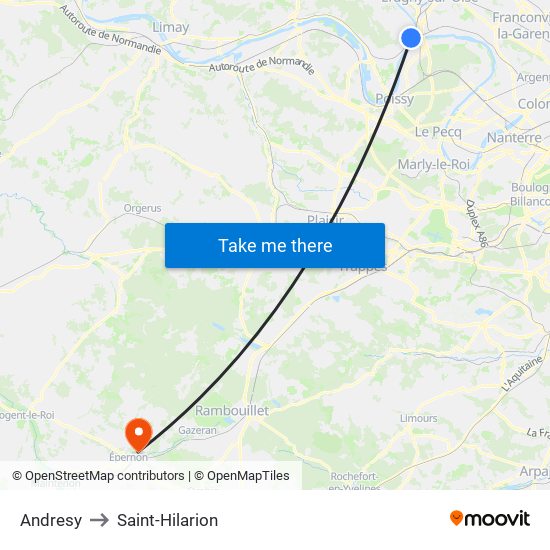 Andresy to Saint-Hilarion map
