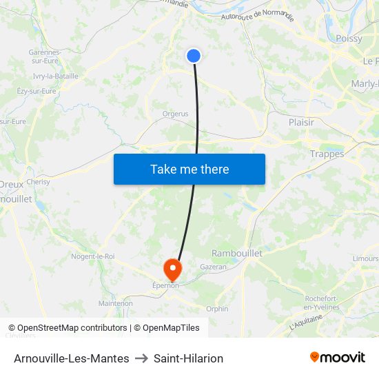 Arnouville-Les-Mantes to Saint-Hilarion map