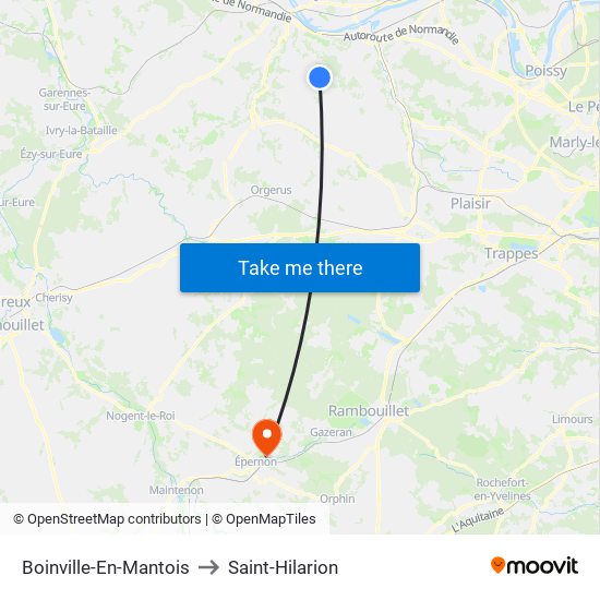 Boinville-En-Mantois to Saint-Hilarion map