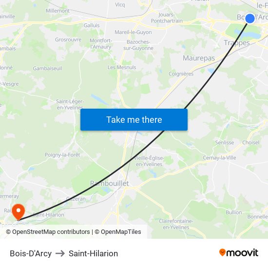 Bois-D'Arcy to Saint-Hilarion map