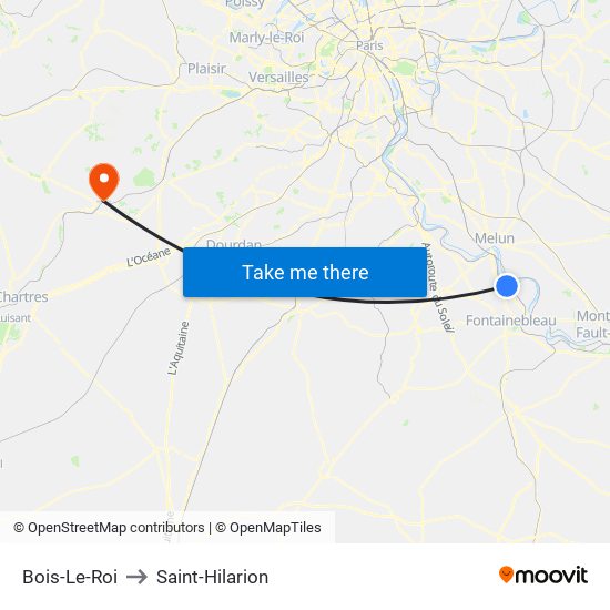 Bois-Le-Roi to Saint-Hilarion map