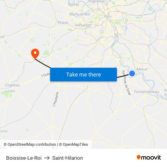Boissise-Le-Roi to Saint-Hilarion map
