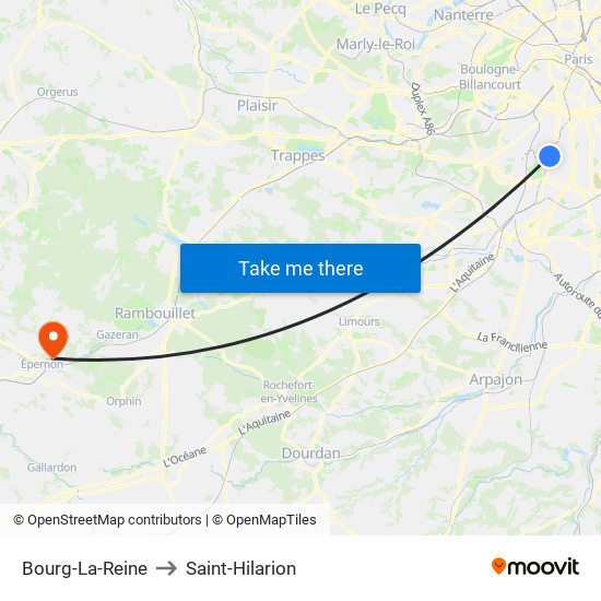 Bourg-La-Reine to Saint-Hilarion map