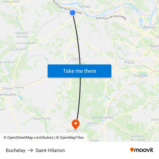 Buchelay to Saint-Hilarion map