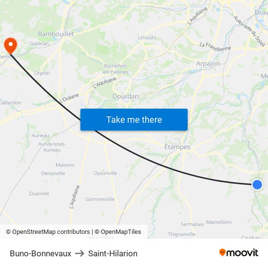 Buno-Bonnevaux to Saint-Hilarion map
