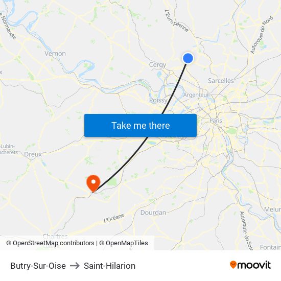Butry-Sur-Oise to Saint-Hilarion map