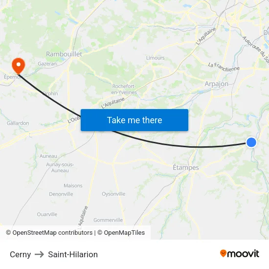 Cerny to Saint-Hilarion map