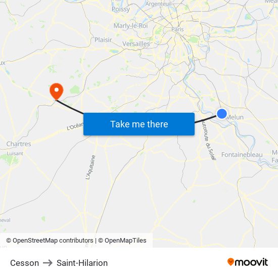 Cesson to Saint-Hilarion map