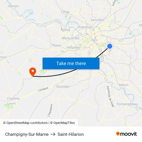 Champigny-Sur-Marne to Saint-Hilarion map