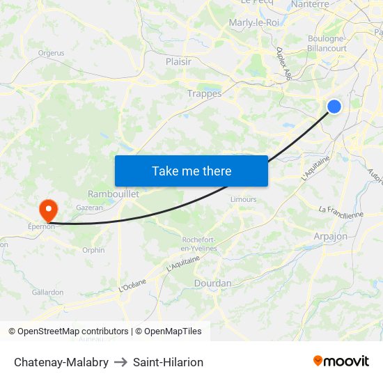 Chatenay-Malabry to Saint-Hilarion map