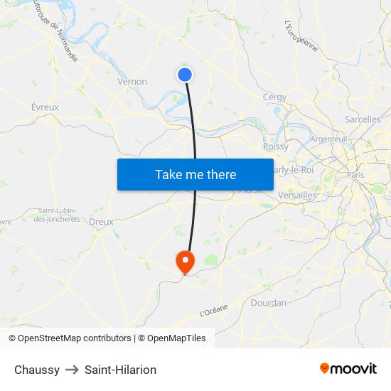 Chaussy to Saint-Hilarion map