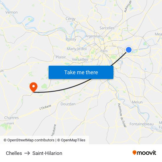 Chelles to Saint-Hilarion map