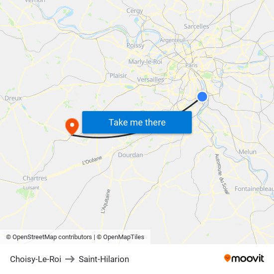 Choisy-Le-Roi to Saint-Hilarion map
