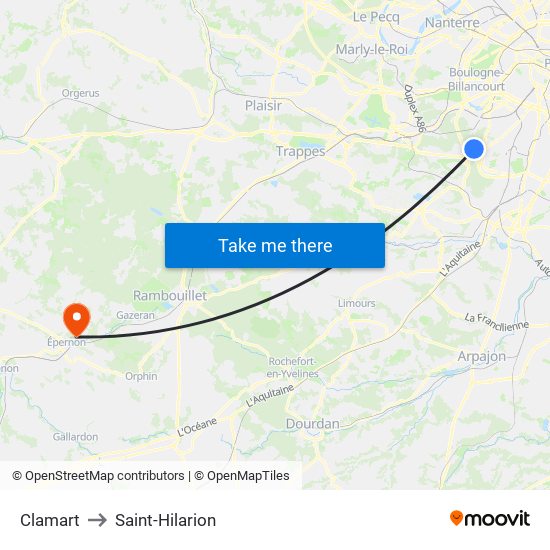 Clamart to Saint-Hilarion map