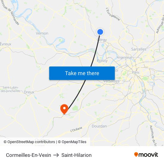 Cormeilles-En-Vexin to Saint-Hilarion map
