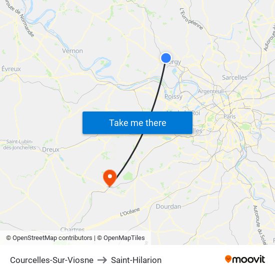 Courcelles-Sur-Viosne to Saint-Hilarion map