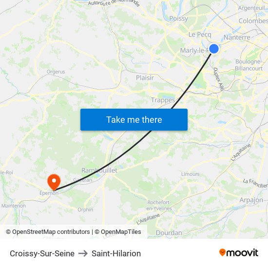 Croissy-Sur-Seine to Saint-Hilarion map