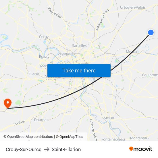 Crouy-Sur-Ourcq to Saint-Hilarion map