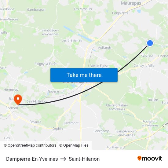 Dampierre-En-Yvelines to Saint-Hilarion map