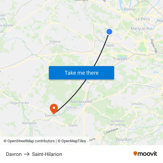 Davron to Saint-Hilarion map